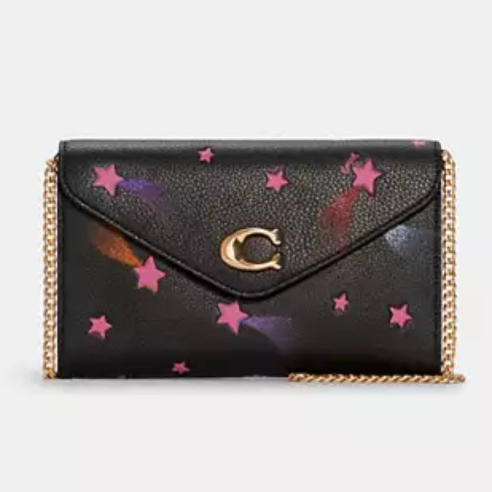 COACH Tammie Clutch Crossbody With Disco Star Print | BLACK | NEW | C7302